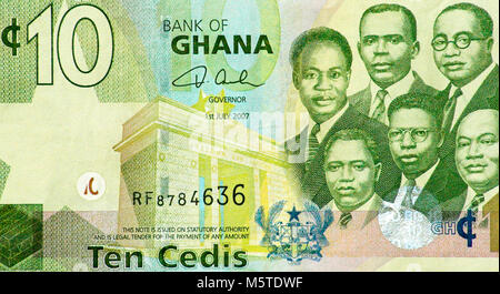 Ghana Ten 10 Cedi Bank Note Stock Photo