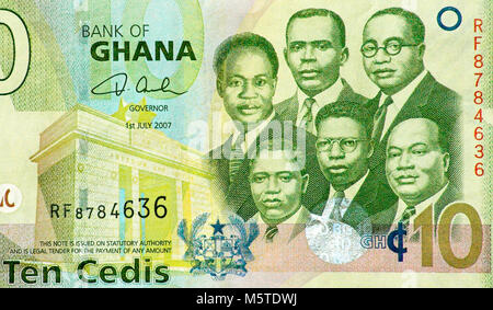 Ghana Ten 10 Cedi Bank Note Stock Photo