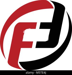 Letter PF FD FF Modern Stock Vector