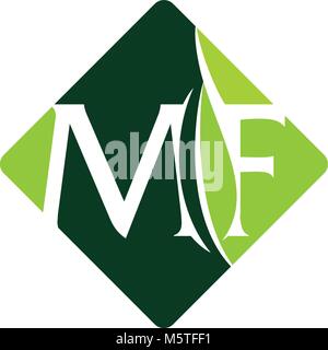 Letter MF Leaf Stock Vector