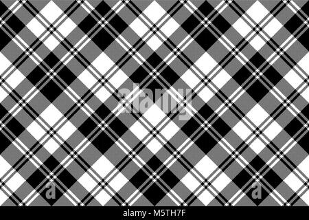 Plaid black white tartan classic seamless pattern. Vector illustration. Stock Vector