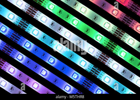 A various LED stripes in different colors. Stock Photo