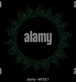 green dotted round equalizer isolated on black background Stock Vector