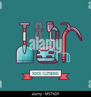 Rock Climbing Icons Set Stock Vector