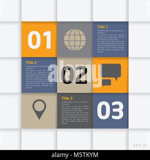 Color infographic squares with modern icons. Stock Vector