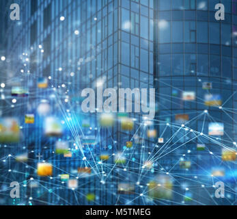 Abstract internet connection network background with motion effects Stock Photo