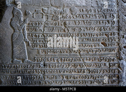 The Kilamuwa Stela a stele of King Kilamuwa, from the Kingdom of Sam'al. The stele is a 16-line text in Phoenician. King Kilamuwa is shown standing on Stock Photo
