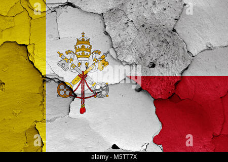flag of Vatican and Poland painted on cracked wall Stock Photo - Alamy