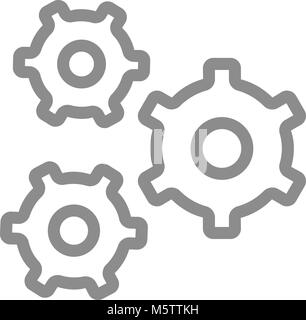 Simple pinion, gear wheel, mechanism line icon. Symbol and sign vector illustration design. Isolated on white background Stock Vector