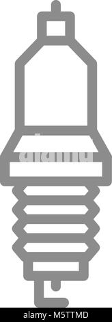 Simple car candle, spark plug line icon. Symbol and sign vector illustration design. Isolated on white background Stock Vector