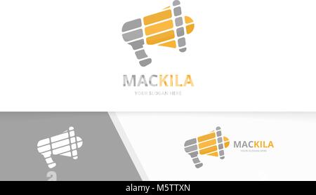 Vector megaphone logo combination. Bullhorn symbol or icon. Unique announcement logotype design template. Stock Vector