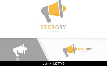 Vector megaphone logo combination. Bullhorn symbol or icon. Unique announcement logotype design template. Stock Vector