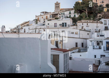 Historic area, Dalt Vila, fortified upped town,UNESCO world heritage site. Ibiza, Spain. Stock Photo