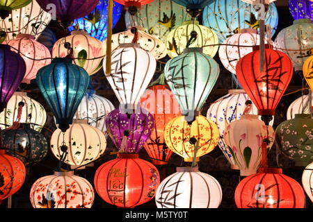 Brightly coloured lanterns on a local market  in Hoi An in Vietnam, Asia
