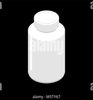 Plastic jar for tablets isolated. Container for medicines. Medical Pharmaceutical Illustration Stock Vector