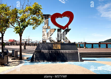 Kinabalu, Malaysia - November 20, 2017:  The famous landmark 'I Love KK' in the park around Kota Kinabalu city (Sabah/Borneo). Stock Photo