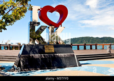 Kinabalu, Malaysia - November 20, 2017:  The famous landmark 'I Love KK' in the park around Kota Kinabalu city (Sabah/Borneo). Stock Photo