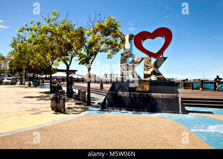 Kinabalu, Malaysia - November 20, 2017:  The famous landmark 'I Love KK' in the park around Kota Kinabalu city (Sabah/Borneo). Stock Photo