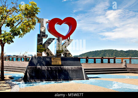 Kinabalu, Malaysia - November 20, 2017:  The famous landmark 'I Love KK' in the park around Kota Kinabalu city (Sabah/Borneo). Stock Photo