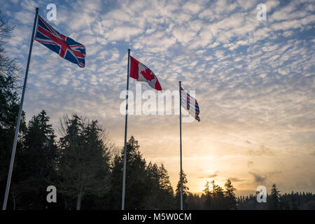 Canadian Flag flying high. Stock Photo