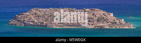 Panoramic view of the island of Spinalonga on the coast of Crete Stock Photo
