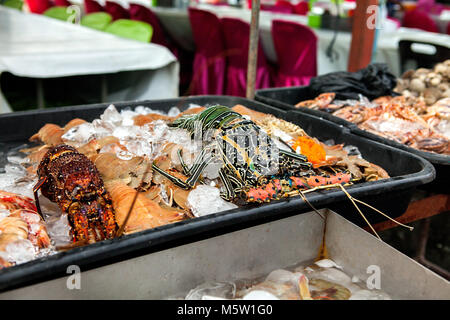 Fresh Crayfish on the Fish Market in Borneo (Malaysia) Stock Photo
