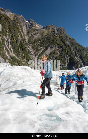 Trekking on Franz Joseph Glacier, South Island, New Zealand Stock Photo