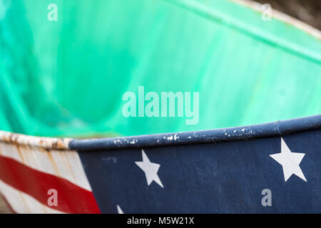 detail of a boat painted red white and blue Stock Photo