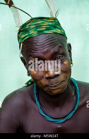 A Portrait Of A Man From The Mursi Tribe, Mursi Village, Omo Valley, Ethiopia Stock Photo