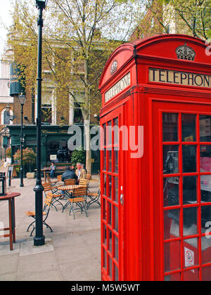 Clerkenwell Green café and phonebox Stock Photo