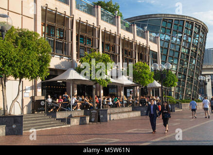 Restaurants on Cockle Bay Wharf, Darling Harbour, Sydney, New South Wales, Australia Stock Photo