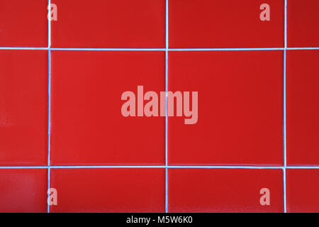 Square red tiles with white grout Stock Photo