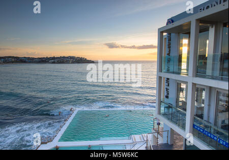 Bondi Icebergs swimming pool at sunrise, Bondi Beach, Sydney, New South Wales, Australia Stock Photo