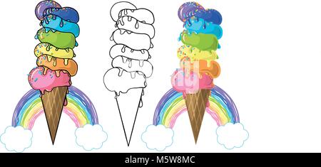 bright juicy ice cream, summer taste, excellent background, logo for your design, rainbow ice cream, rainbow colors Stock Vector