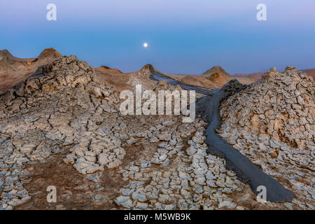 Active mud volcanoes in Gobustan desert, Azerbaijan Stock Photo