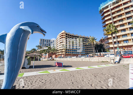 Mediterranean beach view in Torremolinos,Spain. Stock Photo