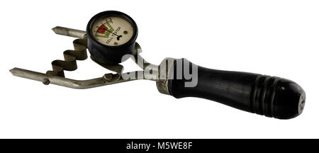 Antique vintage american automobile battery cell tester on a white background. Stock Photo