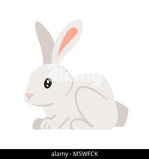 Vector cartoon style illustration of home animal pet - rabbit. Isolated on white background. Stock Vector
