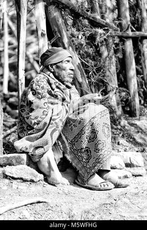 ETHIOPIA,LALIBELA-CIRCA  JANUARY 2018--unidentifiedman prayer man  the genna celebration Stock Photo