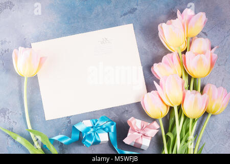 Pink and yellow tulips Stock Photo