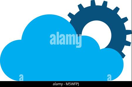 cloud computing with gears machinery vector illustration design Stock Vector