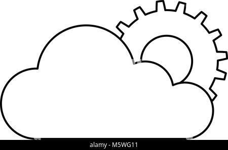 cloud computing with gears machinery vector illustration design Stock Vector