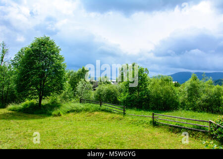 In Carpathians, the guests are always happy to meet the musicians, performing wonderful Ukrainian songs Stock Photo