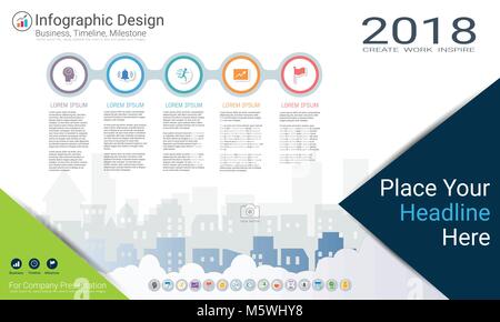 Milestone timeline infographic design, Road map or strategic plan to define company values. Stock Vector