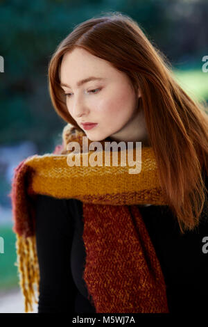 Concerned looking woman Stock Photo