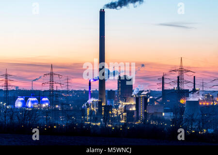 Prosper coking plant in Bottrop, right, RWE waste incineration plant Essen-Karnap, Emscher sewage plant in Bottrop, Germany, Stock Photo