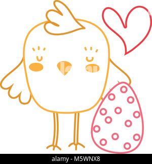 neon line chick with egg easter decoration holiday Stock Vector