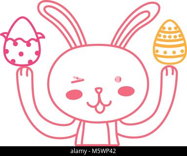 neon line eggs easter decoration and rabbit animal Stock Vector
