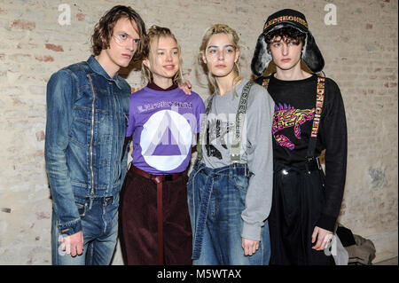 Milano, Italy. 26th Feb, 2018. Models are seen backstage ahead of the Atsushi Nakashima show during Milan Fashion Week Autumn/Winter 2019. Credit: Gaetano Piazzolla/Pacific Press/Alamy Live News Stock Photo