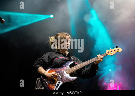 BARCELONA - SEP 22: Girlpool (band) perform in concert at BAM Festival on September 22, 2017 in Barcelona, Spain. Stock Photo